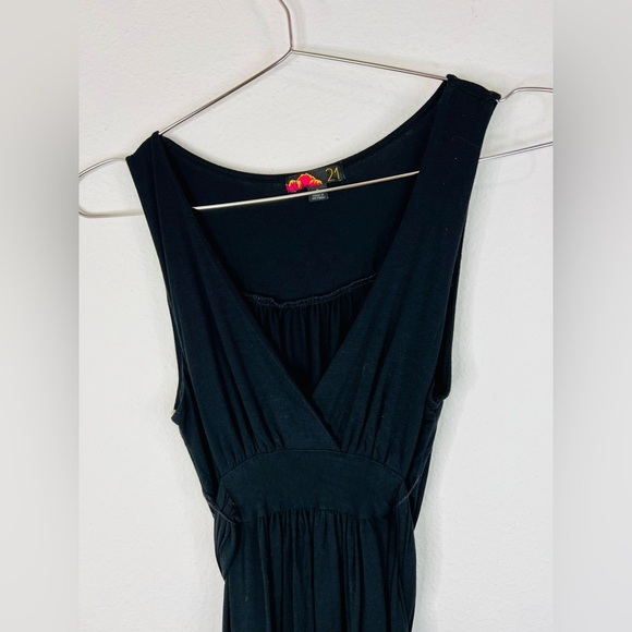 Forever 21 Black Sleeveless V-Neck Mini Dress Small Adjustable Waist Boho Style - Picture 5 of 15